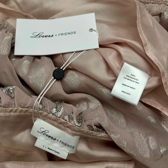 Lovers + Friends Willow One-Shoulder Ruffle Dress Powder Pink Metallic NWT - Picture 7 of 7